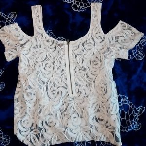 Fire Los Angeles White Cut-Out Shoulder Top Medium Swim Cover Up